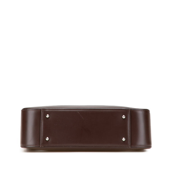 バーバリー ノバチェック シャドーホース ハンドバッグ ダークブラウン レザー レディース BURBERRY 【中古】