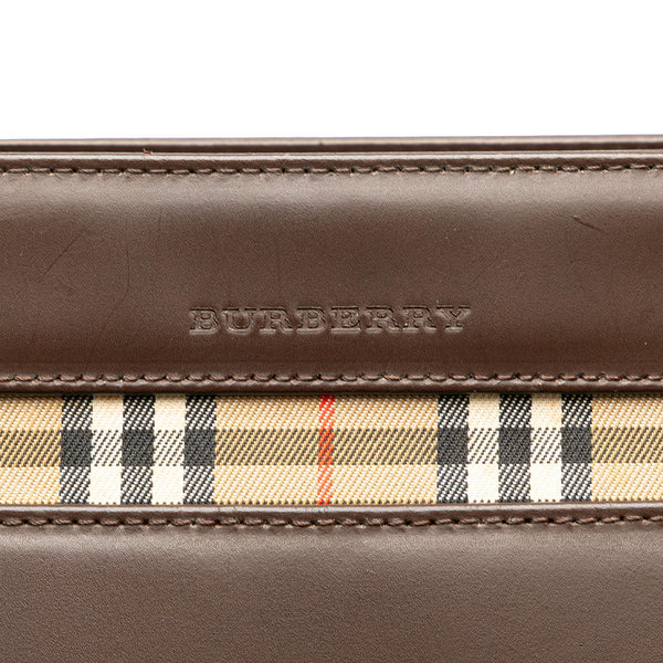バーバリー ノバチェック シャドーホース ハンドバッグ ダークブラウン レザー レディース BURBERRY 【中古】
