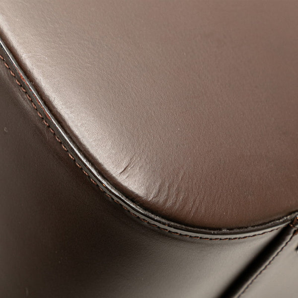 バーバリー ノバチェック シャドーホース ハンドバッグ ダークブラウン レザー レディース BURBERRY 【中古】
