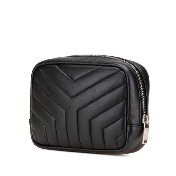 サンローラン キルティング ポーチ コスメポーチ ブラック レザー レディース SAINT LAURENT 【中古】