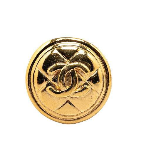 シャネル ココマーク ラウンド マトラッセ ブローチ ゴールド メッキ レディース CHANEL 【中古】
