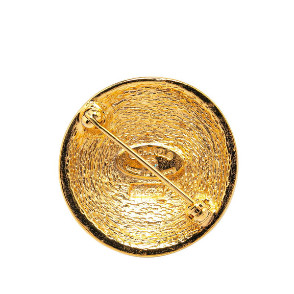 シャネル ココマーク ラウンド マトラッセ ブローチ ゴールド メッキ レディース CHANEL 【中古】