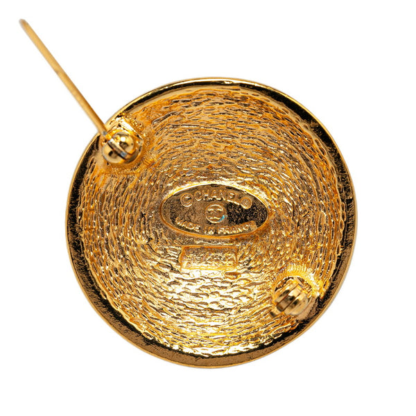 シャネル ココマーク ラウンド マトラッセ ブローチ ゴールド メッキ レディース CHANEL 【中古】