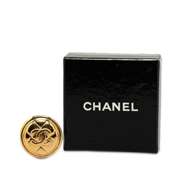 シャネル ココマーク ラウンド マトラッセ ブローチ ゴールド メッキ レディース CHANEL 【中古】