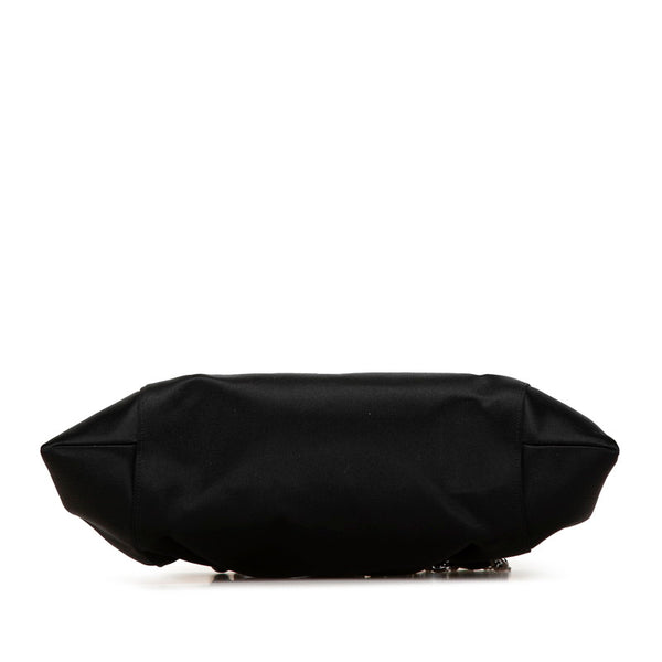 サルヴァトーレフェラガモ ガンチーニ ラインストーン チェーン ハンドバッグ パーティーバッグ ブラック シルバー スウェード レディース Salvatore Ferragamo 【中古】