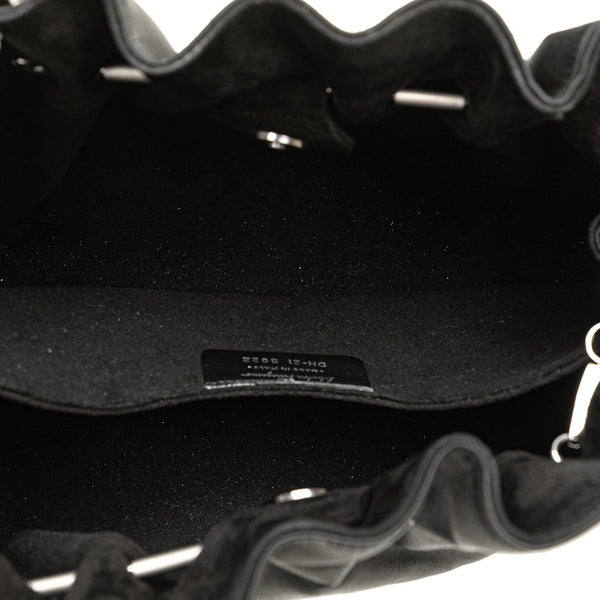 サルヴァトーレフェラガモ ガンチーニ ラインストーン チェーン ハンドバッグ パーティーバッグ ブラック シルバー スウェード レディース Salvatore Ferragamo 【中古】