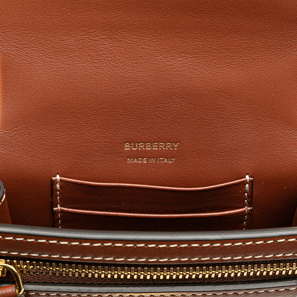 バーバリー TBロゴ 斜め掛け ショルダーバッグ ベージュ ブラウン キャンバス レザー レディース BURBERRY 【中古】