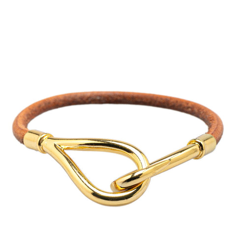 エルメス ジャンボ ブレスレット ブラウン レザー メッキ レディース HERMES 【中古】