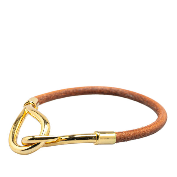 エルメス ジャンボ ブレスレット ブラウン レザー メッキ レディース HERMES 【中古】