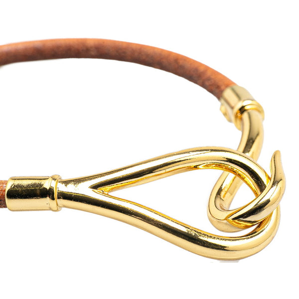 エルメス ジャンボ ブレスレット ブラウン レザー メッキ レディース HERMES 【中古】