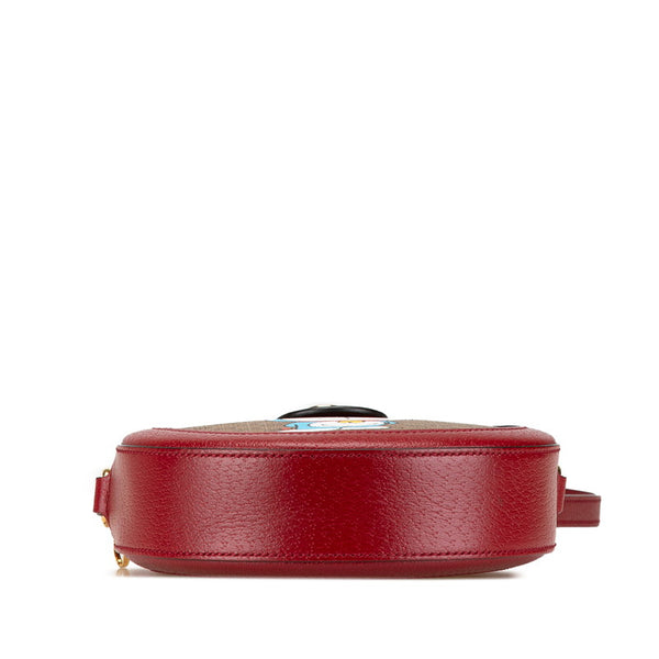 グッチ × ドラえもん ミニ GGスプリーム 斜め掛け ショルダーバッグ 625216 ベージュ レッド PVC レザー レディース GUCCI 【中古】