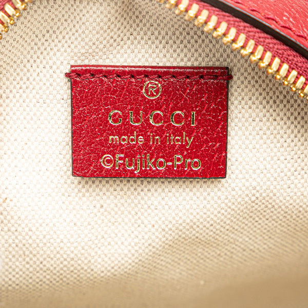 グッチ × ドラえもん ミニ GGスプリーム 斜め掛け ショルダーバッグ 625216 ベージュ レッド PVC レザー レディース GUCCI 【中古】