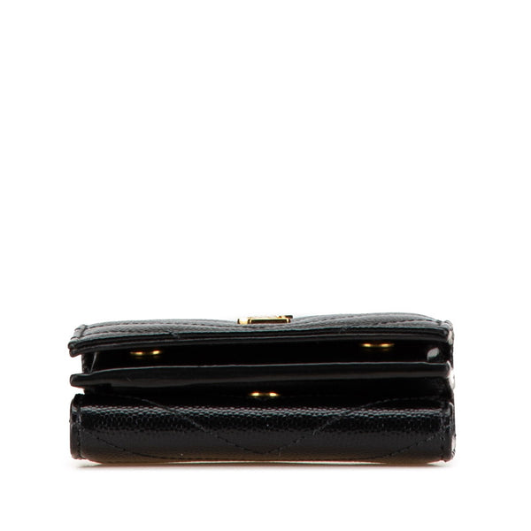 サンローラン YSL モノグラム キルティング 三つ折り財布 ブラック レザー レディース SAINT LAURENT 【中古】