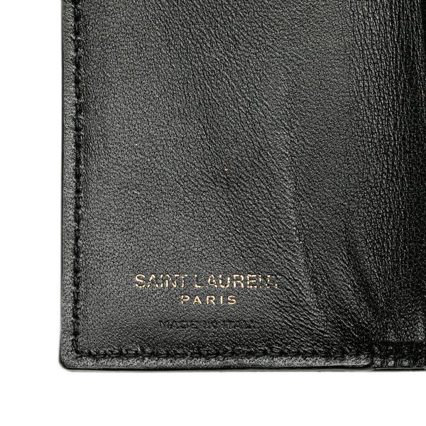 サンローラン YSL モノグラム キルティング 三つ折り財布 ブラック レザー レディース SAINT LAURENT 【中古】