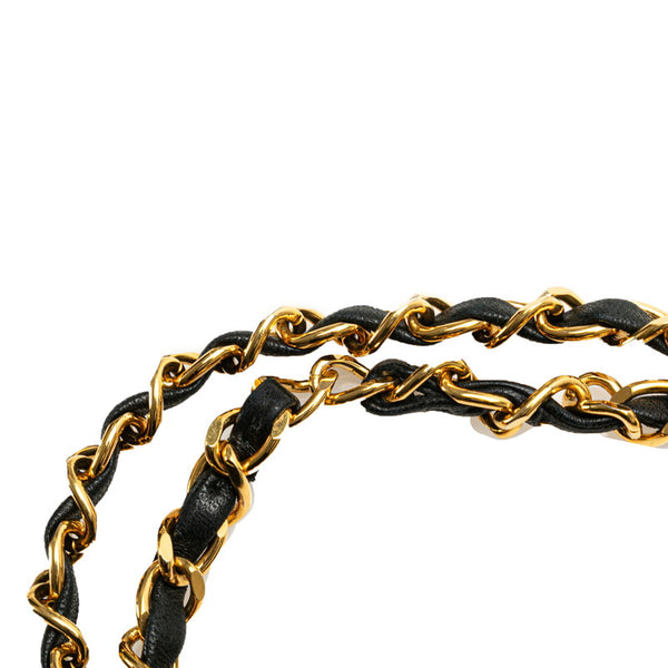 シャネル マトラッセ25 ダブルフラップ ココマーク チェーン ショルダーバッグ ブラック ラムスキン レディース CHANEL 【中古】