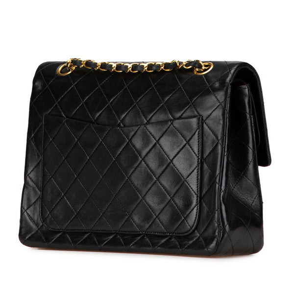 シャネル マトラッセ25 ダブルフラップ ココマーク チェーン ショルダーバッグ ブラック ラムスキン レディース CHANEL 【中古】