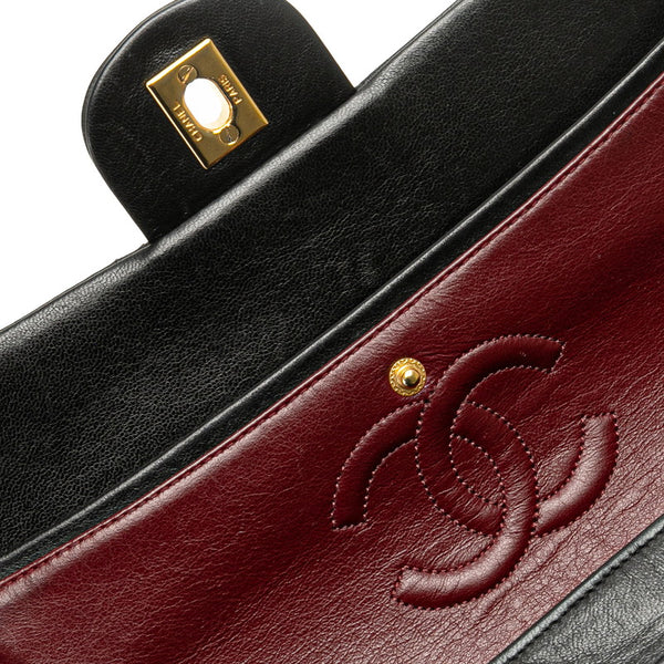 シャネル マトラッセ25 ダブルフラップ ココマーク チェーン ショルダーバッグ ブラック ラムスキン レディース CHANEL 【中古】