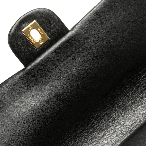 シャネル マトラッセ25 ダブルフラップ ココマーク チェーン ショルダーバッグ ブラック ラムスキン レディース CHANEL 【中古】