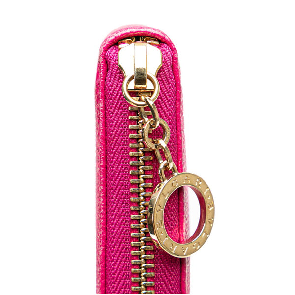 ブルガリ ブルガリブルガリ ラウンドファスナー 長財布 280567 ピンク レザー レディース BVLGARI 【中古】