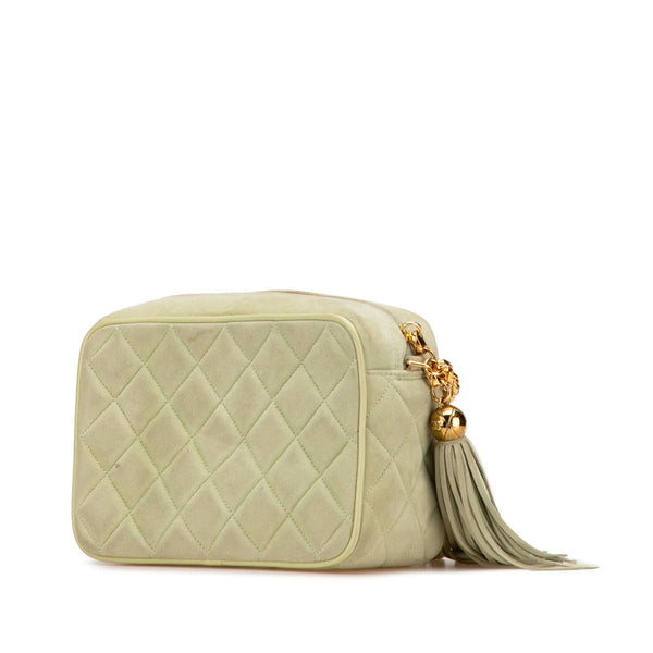 シャネル ココマーク ダイアナ タッセル チェーン ショルダーバッグ ライムグリーン ヌバック レディース CHANEL 【中古】