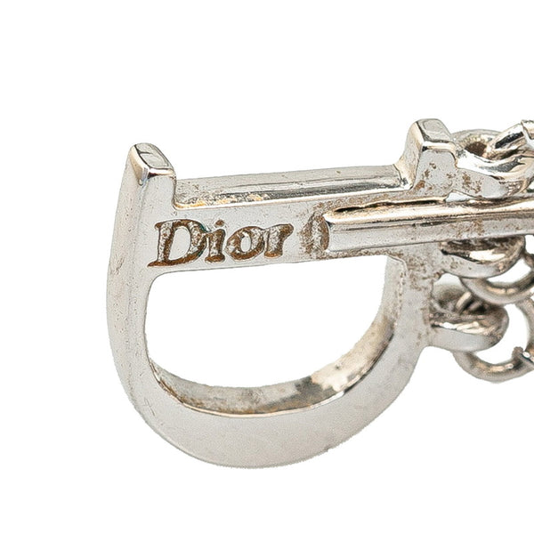 ディオール ロゴ ラインストーン イヤリング シルバー メタル レディース Dior 【中古】