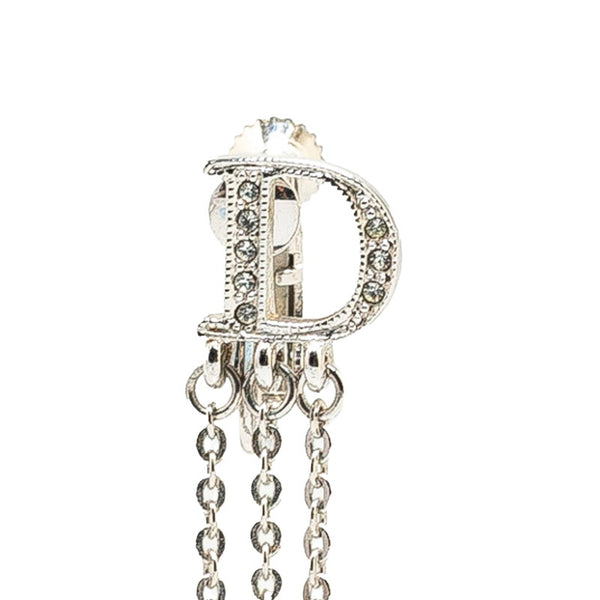 ディオール ロゴ ラインストーン イヤリング シルバー メタル レディース Dior 【中古】