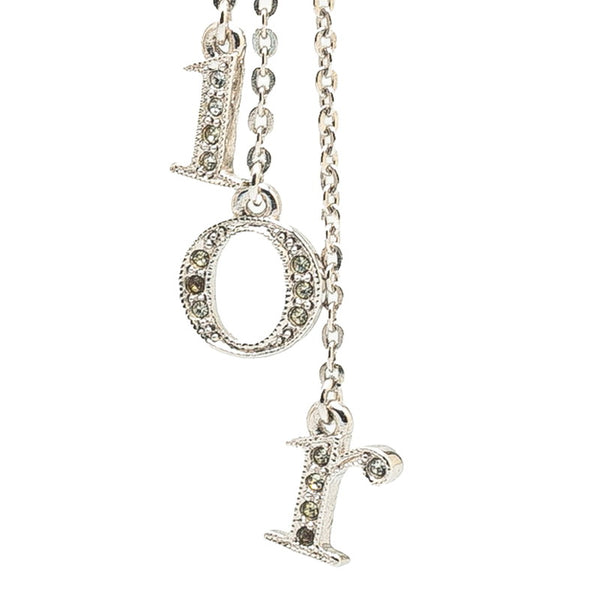 ディオール ロゴ ラインストーン イヤリング シルバー メタル レディース Dior 【中古】