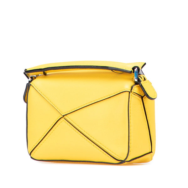 ロエベ パズルバッグ ナノ ハンドバッグ チェーン ショルダーバッグ 2WAY イエロー レザー レディース LOEWE 【中古】