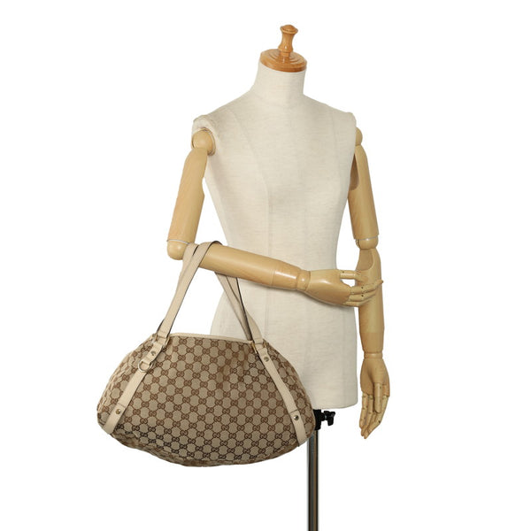 グッチ GGキャンバス アビー トートバッグ ショルダーバッグ 130736 ベージュ キャンバス レザー レディース GUCCI 【中古】