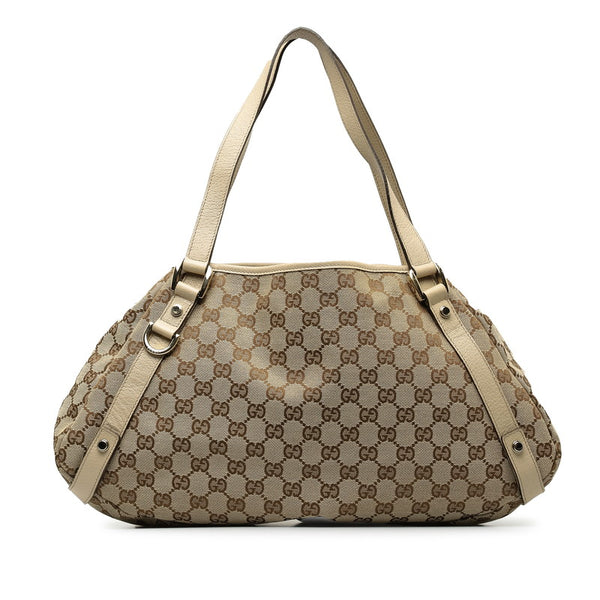 グッチ GGキャンバス アビー トートバッグ ショルダーバッグ 130736 ベージュ キャンバス レザー レディース GUCCI 【中古】