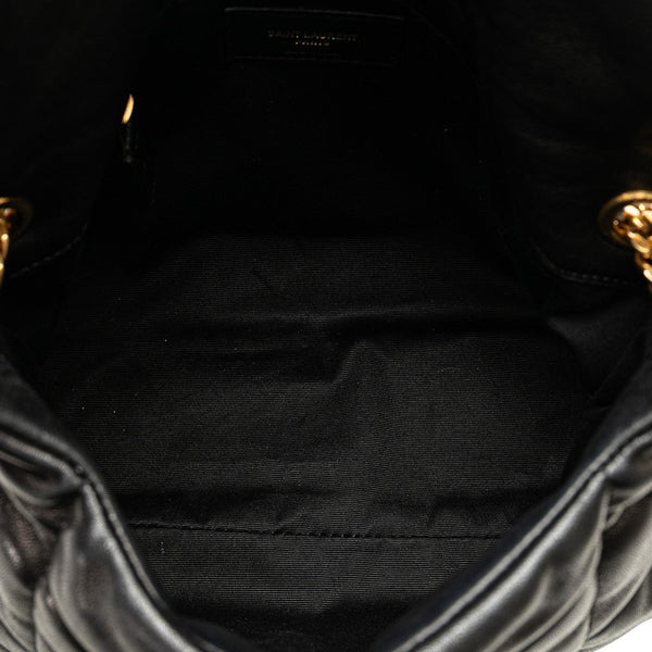 サンローラン YSLロゴ パッファ チェーン ショルダーバッグ 577476 ブラック ゴールド レザー レディース SAINT LAURENT 【中古】