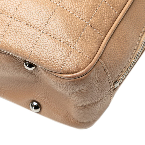 シャネル チョコバー ココマーク ハンドバッグ ベージュ キャビアスキン レディース CHANEL 【中古】