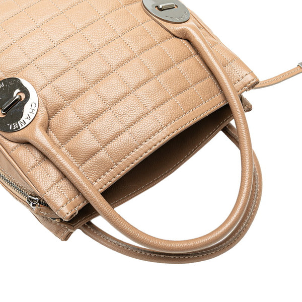 シャネル チョコバー ココマーク ハンドバッグ ベージュ キャビアスキン レディース CHANEL 【中古】
