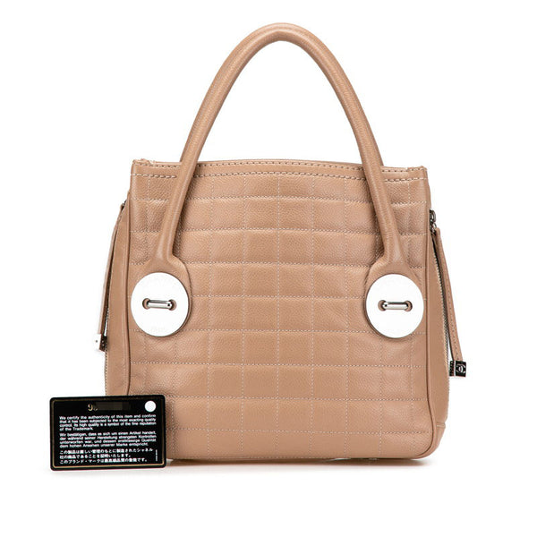 シャネル チョコバー ココマーク ハンドバッグ ベージュ キャビアスキン レディース CHANEL 【中古】