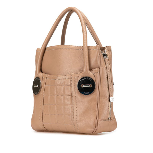 シャネル チョコバー ココマーク ハンドバッグ ベージュ キャビアスキン レディース CHANEL 【中古】