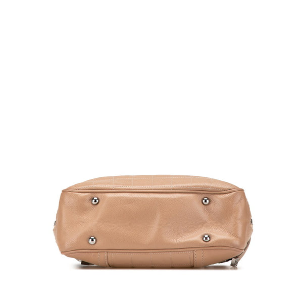 シャネル チョコバー ココマーク ハンドバッグ ベージュ キャビアスキン レディース CHANEL 【中古】