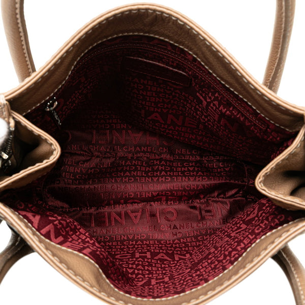 シャネル チョコバー ココマーク ハンドバッグ ベージュ キャビアスキン レディース CHANEL 【中古】