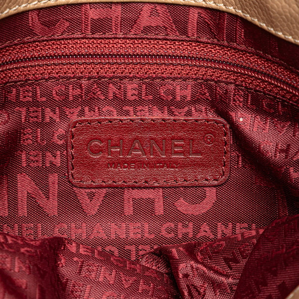 シャネル チョコバー ココマーク ハンドバッグ ベージュ キャビアスキン レディース CHANEL 【中古】