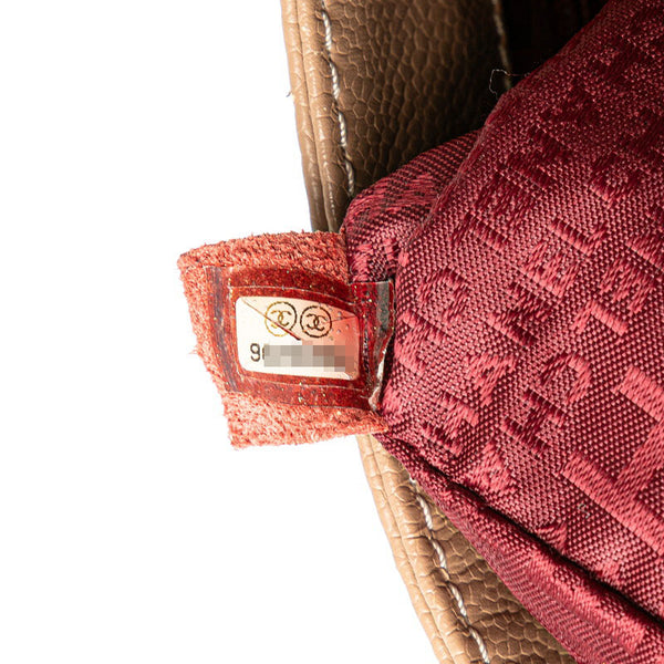 シャネル チョコバー ココマーク ハンドバッグ ベージュ キャビアスキン レディース CHANEL 【中古】
