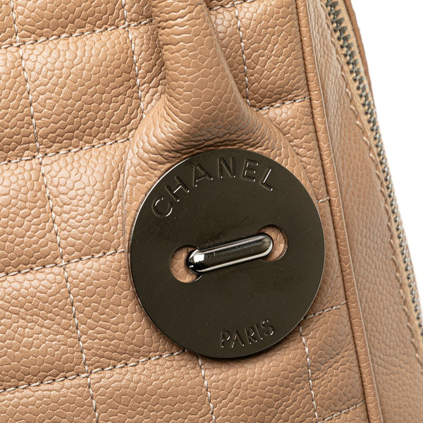 シャネル チョコバー ココマーク ハンドバッグ ベージュ キャビアスキン レディース CHANEL 【中古】