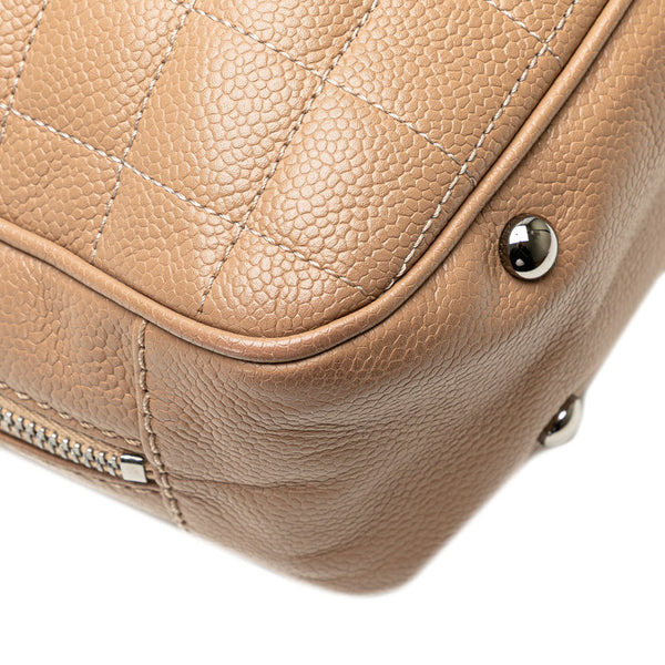 シャネル チョコバー ココマーク ハンドバッグ ベージュ キャビアスキン レディース CHANEL 【中古】