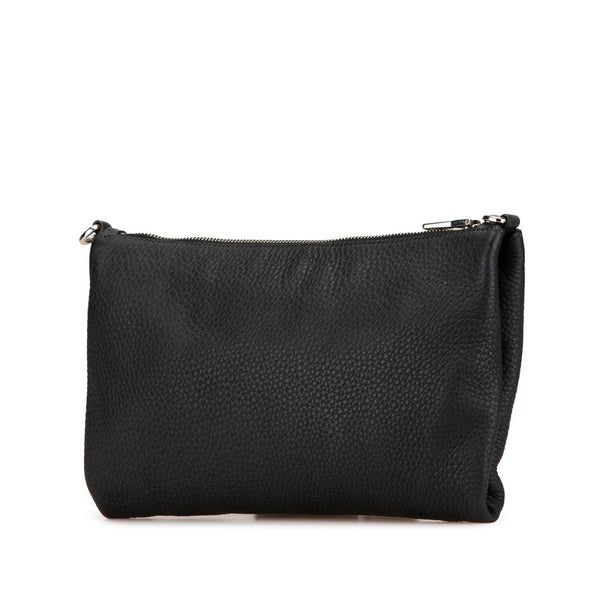 プラダ 三角ロゴプレート 斜め掛け ショルダーバッグ BT0997 ブラック レザー レディース PRADA 【中古】