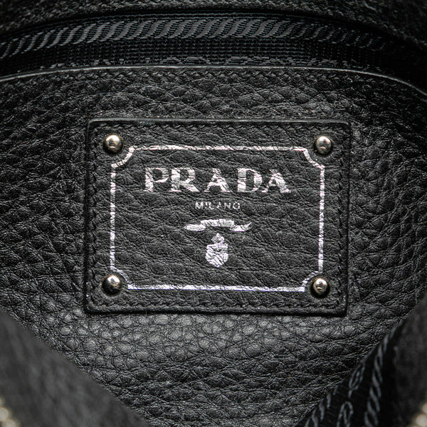 プラダ 三角ロゴプレート 斜め掛け ショルダーバッグ BT0997 ブラック レザー レディース PRADA 【中古】