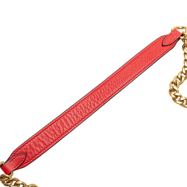 プラダ サフィアーノ チェーン ショルダーバッグ レッド ゴールド レザー レディース PRADA 【中古】