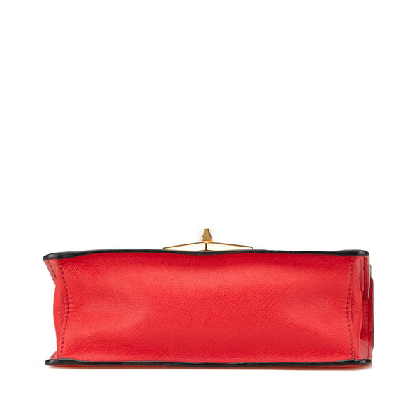 プラダ サフィアーノ チェーン ショルダーバッグ レッド ゴールド レザー レディース PRADA 【中古】