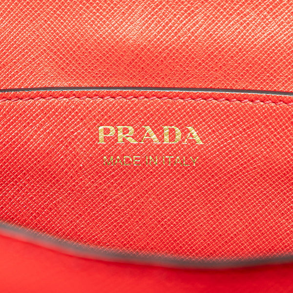 プラダ サフィアーノ チェーン ショルダーバッグ レッド ゴールド レザー レディース PRADA 【中古】