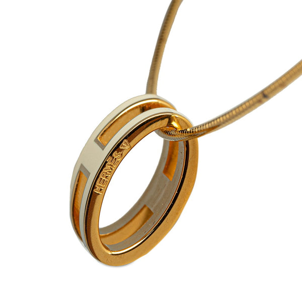 エルメス ポップH ポップアッシュ ネックレス ゴールド アイボリー メッキ レディース HERMES 【中古】