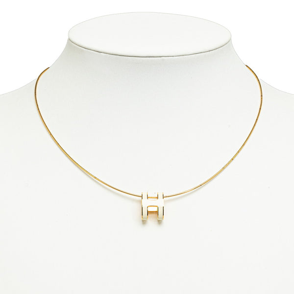 エルメス ポップH ポップアッシュ ネックレス ゴールド アイボリー メッキ レディース HERMES 【中古】