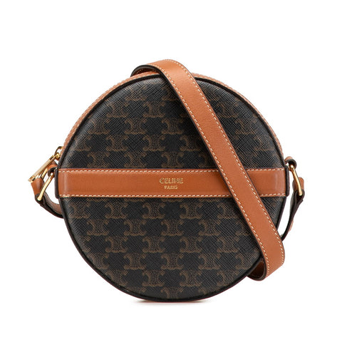 セリーヌ トリオンフ ラウンドパース ショルダーバッグ ブラック ブラウン PVC レザー レディース CELINE 【中古】