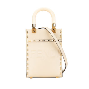 フェンディ サンシャイン ショッパー スモール ハンドバッグ ショルダーバッグ 2WAY 8BS051 ベージュ カーフレザー レディース FENDI 【中古】